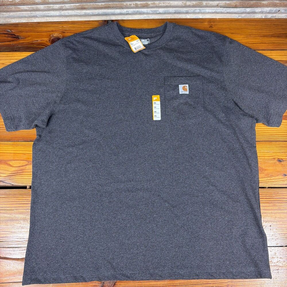 Carhartt Loose Fit Men's Heather Gray Pocket Henley T-Shirt Jersey 2XL NEW